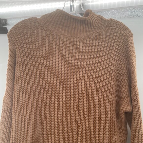 Abercrombie & Fitch Women's Knit Pullover Sweater Mock Neck Tan Size Large - Picture 6 of 9